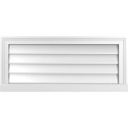 Ekena Millwork Vertical Surface Mount PVC Gable Vent w/ 2"W x 2"H , Brickmould Sill Frame, 32"W x 14"H GVPVE32X1403SN